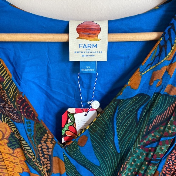 Anthropologie Farm Rio Blue puff sleeve maxi dress size XS - Picture 13 of 16